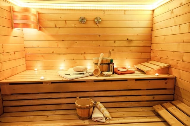 Saunas are traditionally constructed from kiln-dried wood (often cedar or spruce) that can withstand the much higher temperatures and lower humidity. 
