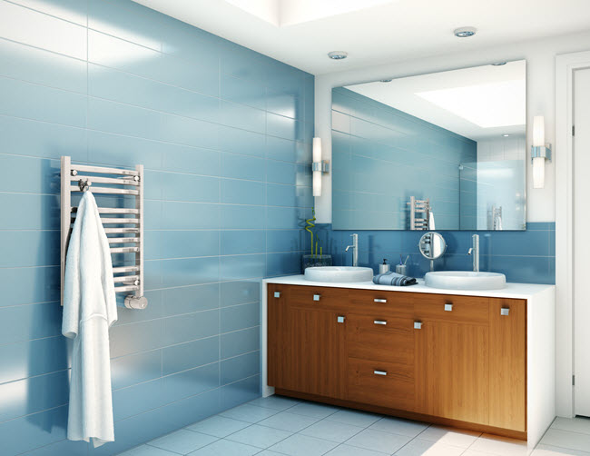 Placing your bathing facilities against the furthest wall maximizes the space.