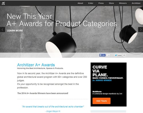 Architizer A+ 2014 Awards Include iSteam!