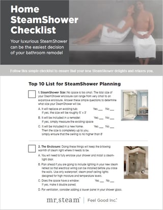 Download the Steam Shower Planning Checklist!