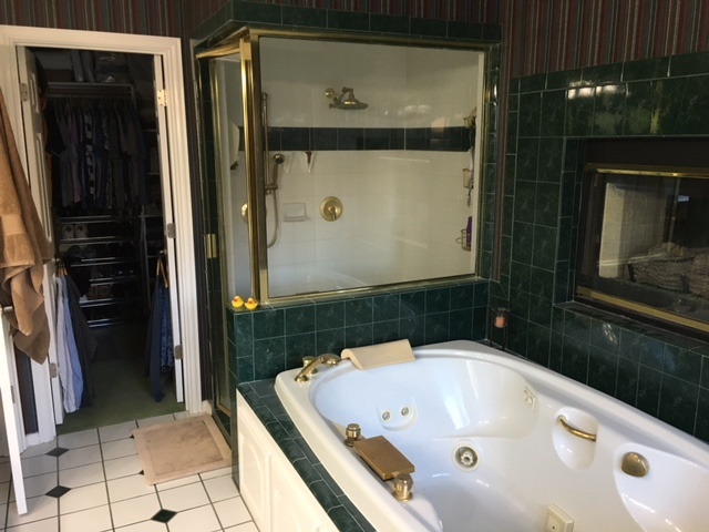 Early 80s brassy bathroom with MrSteam steam shower
