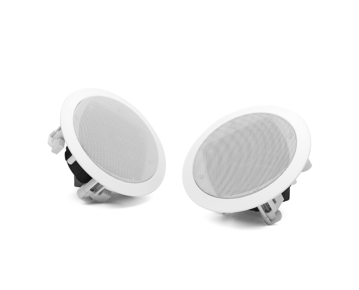 MrSteam Audio Speakers Round White Angled