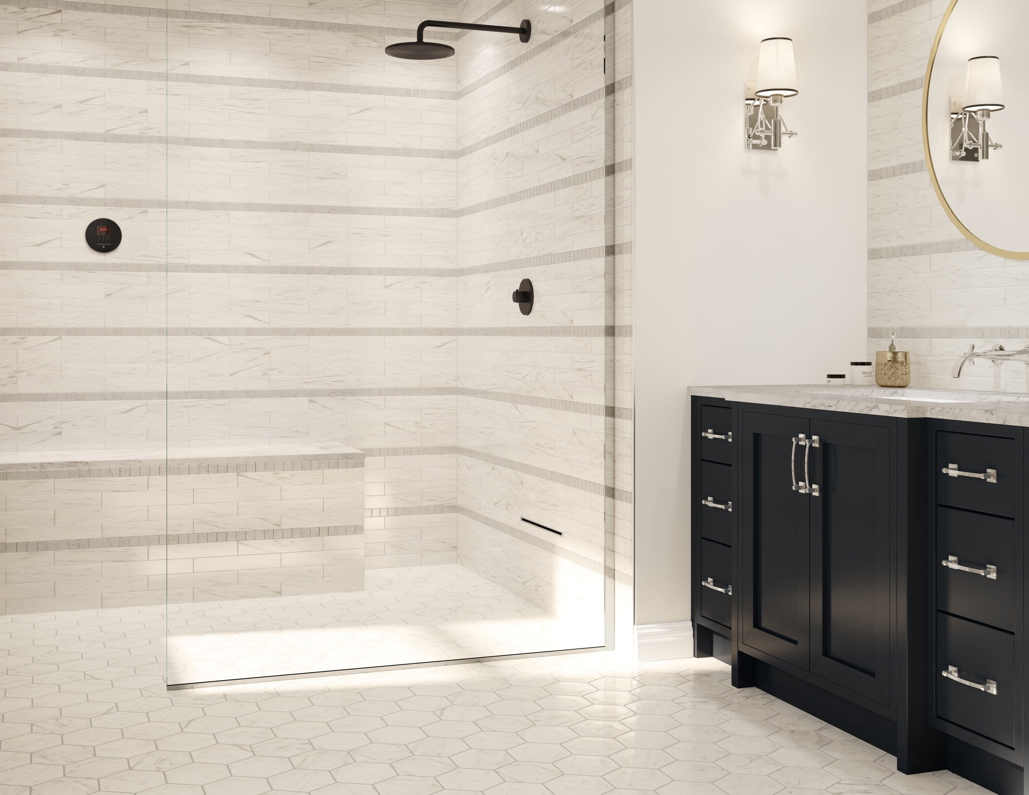 MrSteam Light and Stripe Steam Shower iTempo Linear