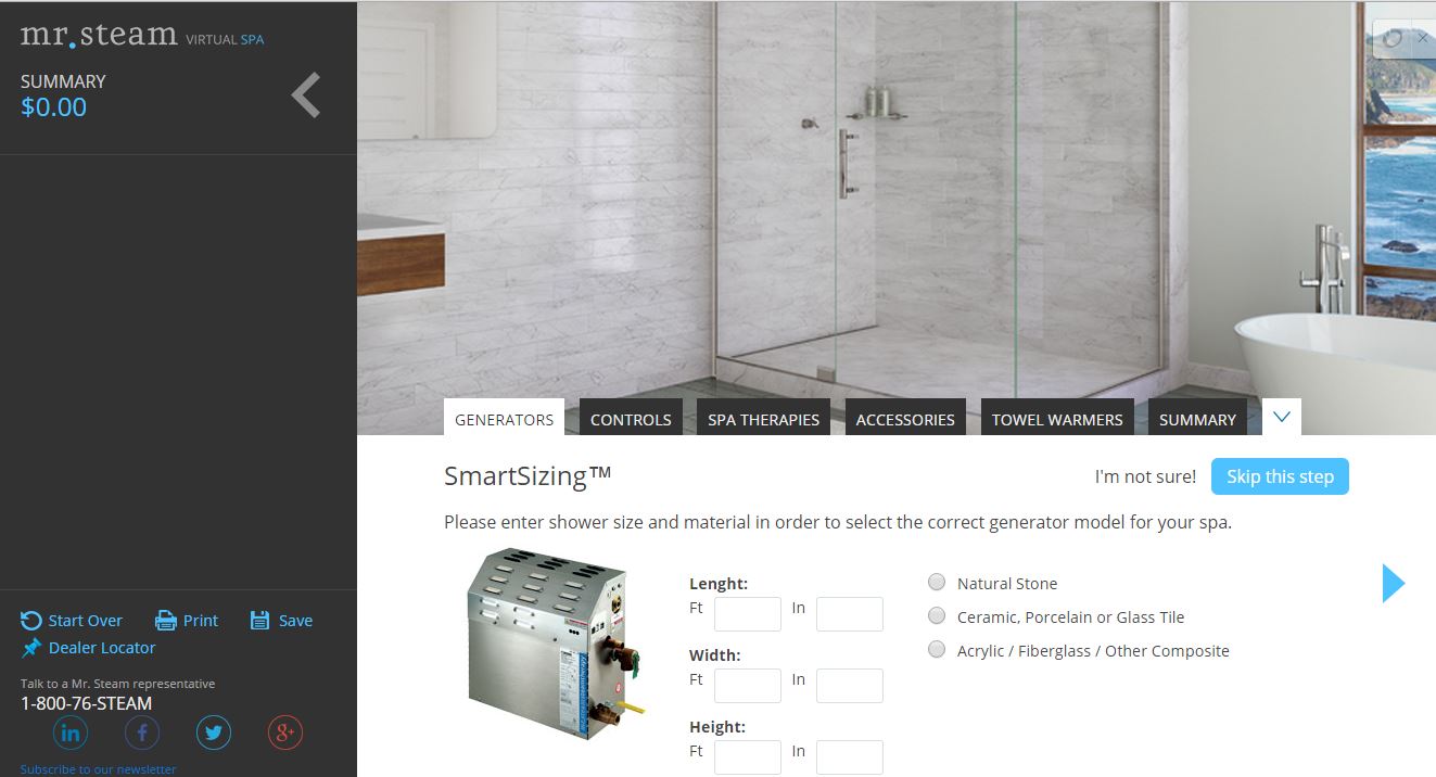 Create a Dream Steam Shower with Mr.Steam's Updated Virtual Spa